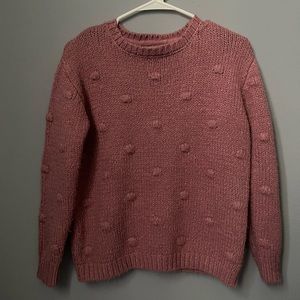 Pink sweater with pink polka dots